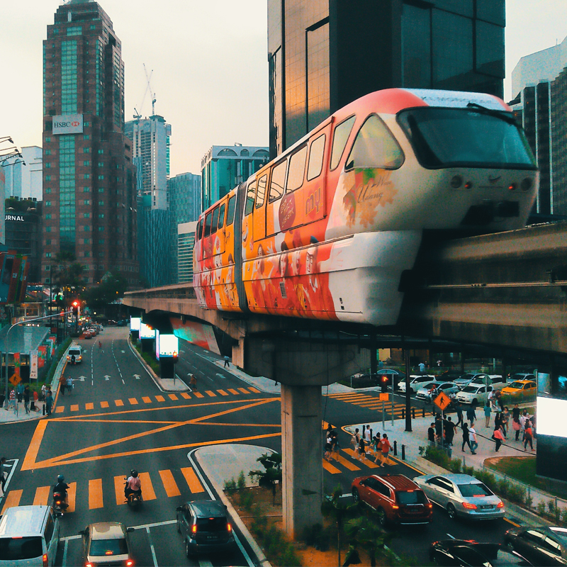 Kuala Lumpur city with monorail.